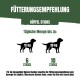 Fütterungsempfehlung für Buffalo Sticks: Hunde bis 15 kg erhalten 6 Sticks, bis 30 kg 10 Sticks täglich.