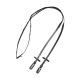 Schwarze Leder-Hundeleine mit silbernen Verschlüssen, mit verstellbaren Riemen und einem eleganten Design.