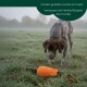 Oranger Canvas-Hundetrainingsdummy mit grünem Seilgriff und grünem Etikett mit der Aufschrift „Ronner's“.