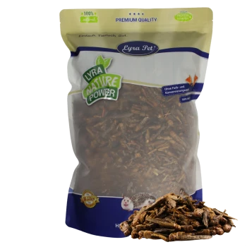 Tüte Lyra Pet Nature Power getrocknete Insekten für Kleintiere, gekennzeichnet mit 100 % natürlich, Premiumqualität, proteinreich, vitaminreich.
