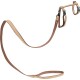Brown pet harness and leash set, featuring adjustable straps and metal clips for secure attachment.