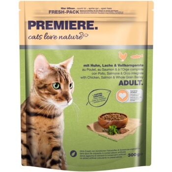 PREMIERE cats love nature Adult Huhn, Lachs & Vollkorngerste, 300 g