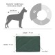 Hundebettmaße mit grünem Stoff, misst 114 cm in der Länge und 77 cm in der Breite, geeignet für große Rassen wie Deutsche Schäferhunde.