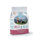 Tüte Swiss Natural Senior Hundefutter, 60% Huhn, zeigt eine Frau mit ihrem Hund und den Slogan 'Smell it. Taste it. Love it!'.