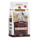 Premium-Hundefutterbeutel mit der Aufschrift "WOLFSBLUT VetLine GASTROINTESTINAL", der einen heulenden Wolf zeigt, mit Details zu Ente und Süßkartoffeln, 2 kg.