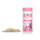 Catfortan Nahrungsergänzungsmittel für Katzen in einem rosa-weißen Behälter, mit beigen Tabletten, die behaupten, Taurin und essentielle Nährstoffe zu enthalten.