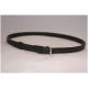 Schwarzes Leder-Tierhalsband mit silberner Schnalle und mehreren Einstelllöchern, auf einem hellen Hintergrund präsentiert.