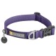Lila Hundehalsband von Ruffwear mit silberner Schnalle und einem Tag, mit einem Logo eines Hundes und dem Markennamen.
