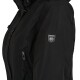 Eine Nahaufnahme einer schwarzen Jacke mit einer Reißverschlusstasche und einem Logo-Patch am Ärmel, auf dem "KNUFFEL WUFF" steht.