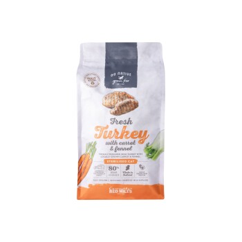 Bag of Go Native grain free cat food - Fresh Turkey with carrot & fennel, sterilised cat, 80% meat content.
