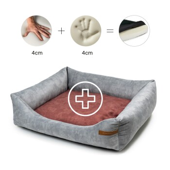 Otto Orthopädisches Hundebett Grau S-XL rot M