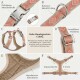 Boho Hundegeschirr CORAL, korallenfarbenes, gemustertes, verstellbares, gepolstertes Hundegeschirr mit Metallverschluss, D‑Ring und ergonomischer Y‑Form.