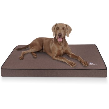 Orthopädische Hundematte Nantucket aus Velours mit Handwebcharakter braun L