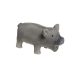 Jouet en caoutchouc gris en forme de cochon pour animaux de compagnie, avec un design mignon avec un museau et des oreilles, idéal pour mâcher et jouer.