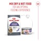 Royal Canin Appetite Control cat dry bag and wet can; visible text "Mix Dry & Wet Food for an Optimal Feeding Experience"