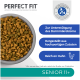 Bol de nourriture sèche pour animaux de compagnie "Perfect Fit" pour chiens seniors 11+, mettant en avant la santé intestinale, des ingrédients de qualité et la teneur en poulet.