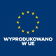 Niebieska etykieta z kołem żółtych gwiazd UE i napisem „WYPRODUKOWANO W UE”.