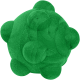 Green plush pet toy shaped like a textured ball with rounded protrusions, designed for dogs or cats.