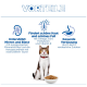Katze mit Napf voller Kroketten unter blauem Header 'VORTEILE' und drei deutschen Beschriftungen zu Nieren/Blase, Haut/Fell, Verdauung