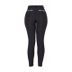 Schwarze Sportleggings mit hohem Bund, mit Netzpaneelen und zwei hinteren Taschen mit dekorativen Streifen.