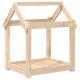 Holzrahmen für ein Haustierhaus mit einem Satteldachdesign, unvollendet, das eine einfache und robuste Konstruktion zeigt.
