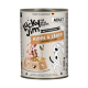 Boîte de nourriture pour chiens adultes Lucky Jim, Poulet & Foie (Huhn & Leber), Fabriqué en Allemagne, 400 g, étiquette « Mit Postbiotika »