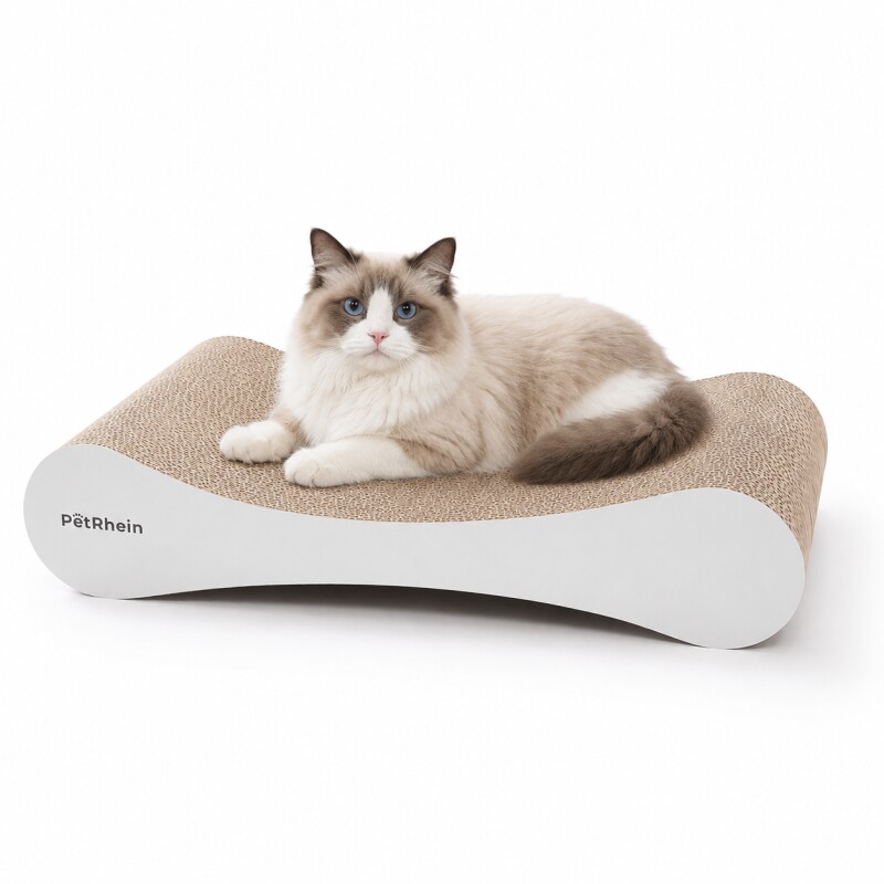 PetRhein Cloud Paw Kratzbrett für Katzen aus Kratzpappe | Kratzbretter mit ergonomischer Wellenform&Wabenstruktur,Beidseitig nutzbar