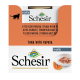 Schesir Thunfisch mit Papaya in Gelee-Verpackung, mit einer Katzensilhouette, Produktname und einer Schüssel mit Thunfisch und Papaya.