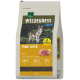 Sac de nourriture pour animaux Real Nature Wilderness Adult Pure Duck avec image d'un loup, étiquette « Pure Duck », répartition 60 %/40 %/0 % et 12 kg.