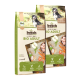 Zwei Taschen Bosch Bio Adult Hundefutter, mit einem schwarzen Hund auf der Vorderseite, mit Zutaten wie Huhn, Äpfeln und Karotten.