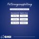 Fütterungstabelle für große Hunde: 1 Tablette für ≤10 kg, 2 für 10-20 kg, 3 für >20 kg. GIGI-Logo am unteren Rand.