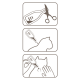 Instructions pour appliquer un traitement liquide à un chat : 1) Coupez la bouteille, 2) Appliquez sur le cou du chat, 3) Administrez le traitement.