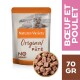 Pâté Original de Nature's Variety pour chats, 70g, présentant un chat sur l'emballage, étiqueté "Sans céréales" et "Boeuf et Poulet."