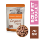 Pâté Original de Nature's Variety pour chats, 70g, présentant un chat sur l'emballage, étiqueté "Sans céréales" et "Boeuf et Poulet."
