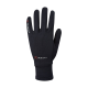 Schwarze Polartec-Handschuhe mit enger Passform, mit dem Roeckl-Logo am Handgelenk und einem roten Dreieckdesign am Zeigefinger.