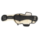 Schwarzer und cremefarbener equiner Gurt mit gestepptem Design, mit dem Markennamen "EQUINATE" und Metallverschlüssen für sicheren Halt.