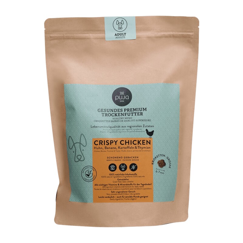 PUJA Premium Trockenfutter für Hunde Crispy Chicken 1kg