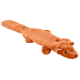 Plüschspielzeug, das einem kleinen orangefarbenen Tier mit langem Körper und runden Gliedmaßen ähnelt, ideal für die Spielzeit mit Haustieren.