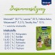 Vitakraft "Grün Rollis Wiesenfutter" Haustierfutterverpackung mit Bildern von Kaninchen und Meerschweinchen, die Zutaten und Nährwertinformationen auflistet.