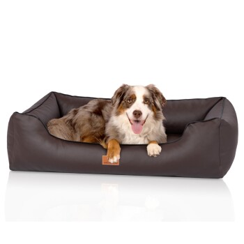 orthopädisches Hundebett Montana aus Kunstleder braun XXL