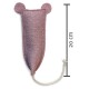 Rosa Filzhaustier-Spielzeug in Form einer Maus mit Ohren, 20 cm groß, mit einem Seilschwanz zum Spielen.