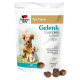 Doppelherz „Gelenk Complex für Hunde“ Beutel zeigt zwei Hunde, herzförmige Kauartikel und Text „30 Chews, nur 1 Chew täglich“.