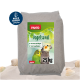 PANTO Vogelsand Verpackung mit grünem Hintergrund, zeigt einen Wellensittich und einen Nymphensittich sowie Vorteile wie "Mit Anis und Kalkgrit."