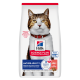 Hill's Science Plan cat food bag featuring a cat photo — 'Mature Adult 7+', veterinarian recommended, with salmon.