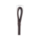 Nahaufnahme eines dunkelbraunen Leder-Hundeleinen-Griffs, mit einer Schlaufe von etwa 8 mm Breite.