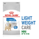 Royal Canin Light Weight Care dog food bag, designed for mini dogs up to 10 kg, featuring a dog image and claims of 88% achieving a healthier weight.