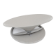 Eine graue Haustierfutterschüssel mit einem einzigartigen, modernen Design, das eine flache Oberseite und einen tieferen Boden aufweist, geeignet für die Fütterung von Haustieren.