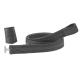 Schwarze Leder-Haustierleine mit detaillierter Naht, begleitet von einem passenden Ledergriff.