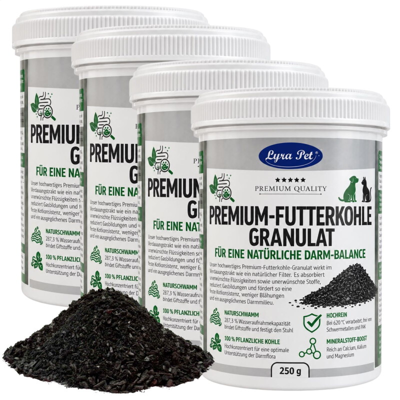 Lyra Pet Premium Futterkohle Granulat 4x250 g