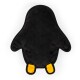Schwarze, gesteppten Haustiermatte in Form eines Pinguins, mit gelben Füßen, auf einem weißen Hintergrund präsentiert.